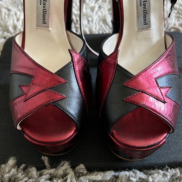 TERRY DE HAVILLAND - ZIA RED/BLACK LUXURY BLOCK HEEL - Picture 8 of 13